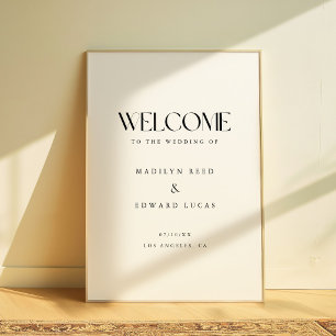 Modern Simplistic Black & White Wedding Welcome Poster