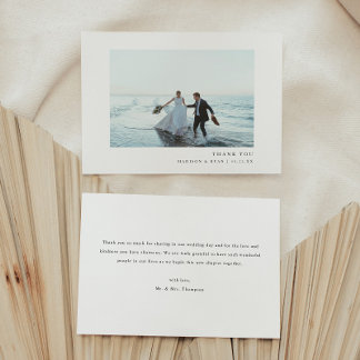 Modern Simplistic Custom Wedding Photo Thank You Card