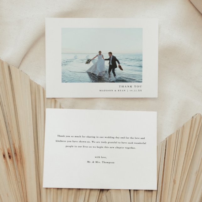 Modern Simplistic Custom Wedding Photo Thank You Card (Creator Uploaded)