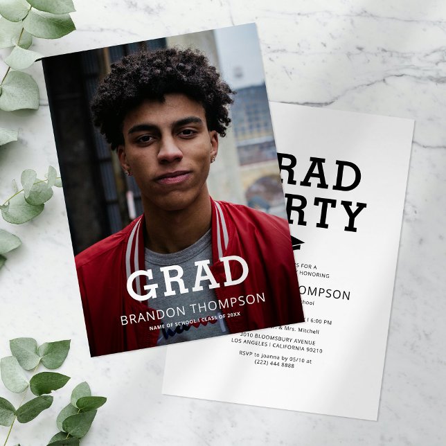 Modern Simplistic Photo Graduation Party Invitation (Creator Uploaded)