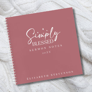 Modern Simply Blessed Dusty Pink Sermon Notes Notebook