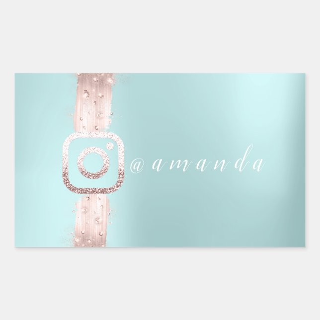Modern Simply Makeup Aqua Instagra Logo Rectangular Sticker (Front)