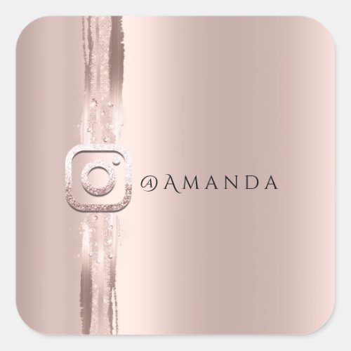 Modern Simply Rose Gold Box Square Instagra Logo Square Sticker