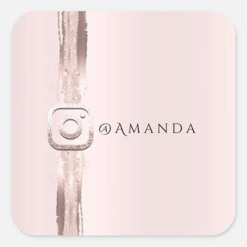 Modern Simply Rose Pink Square Instagra Logo Square Sticker