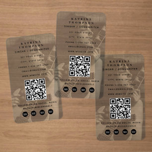 Modern Singer Musician Photo Guitarist QR Code  Clear Business Cards