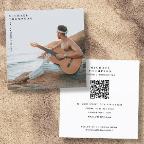 Modern Singer Musician Photo Performer QR Code  Square Business Card