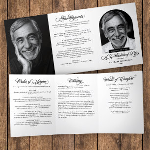 Modern Single Arch Photo Celebration Of Life Tri-F Tri-Fold Program