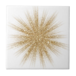 Modern Single Gold Starburst Ceramic Tile