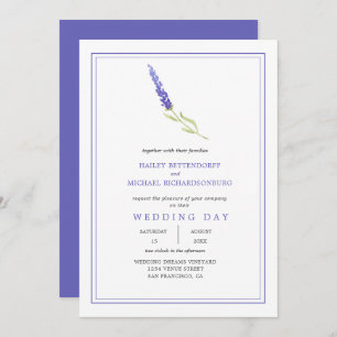 Modern Single Lavender Sprig Wedding   Invitation