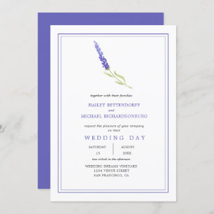 Modern Single Lavender Sprig Wedding Invitation