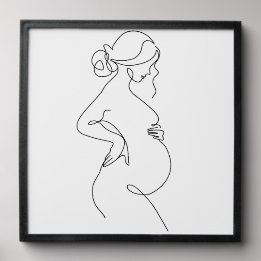 Modern Single Line Art Pregnancy Keepsake Tile