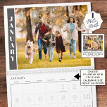 Modern Single Photo Per Month and Collage on Cover Calendar<br><div class="desc">Create your own personal yearly photo calendar utilizing this easy-to-upload template. One full-size photo per month--each is shown in a unique photo collage format on the front cover. Upload each photo on each month view page in the EDIT screen and they will populate into the photo collage on the cover....</div>