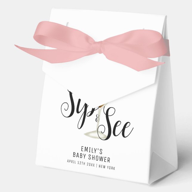 Modern Sip & See Martini Cocktail Baby Shower  Favor Boxes (Front)