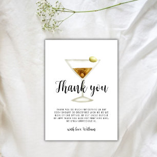 Modern Sip & See Martini Cocktail Baby Shower Thank You Card
