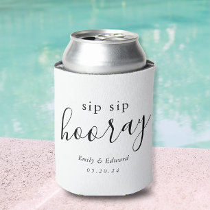 Modern Sip Sip Hooray Bridal Shower Wedding Favor Can Cooler