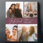 Modern Sisterhood Photo Collage Purple Plaque<br><div class="desc">Enjoy a special photo collage keepsake of your sisters or best friends. Featuring a signature style typography with a heart on top and some text for you to customize. If you would like to change anything font size,  color etc,  click on customize further to access the design panel.</div>