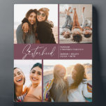 Modern Sisterhood Photo Collage Purple Plaque<br><div class="desc">Enjoy a special photo collage keepsake of your sisters or best friends. Featuring a signature style typography with a heart on top and some text for you to customize. If you would like to change anything font size,  color etc,  click on customize further to access the design panel.</div>