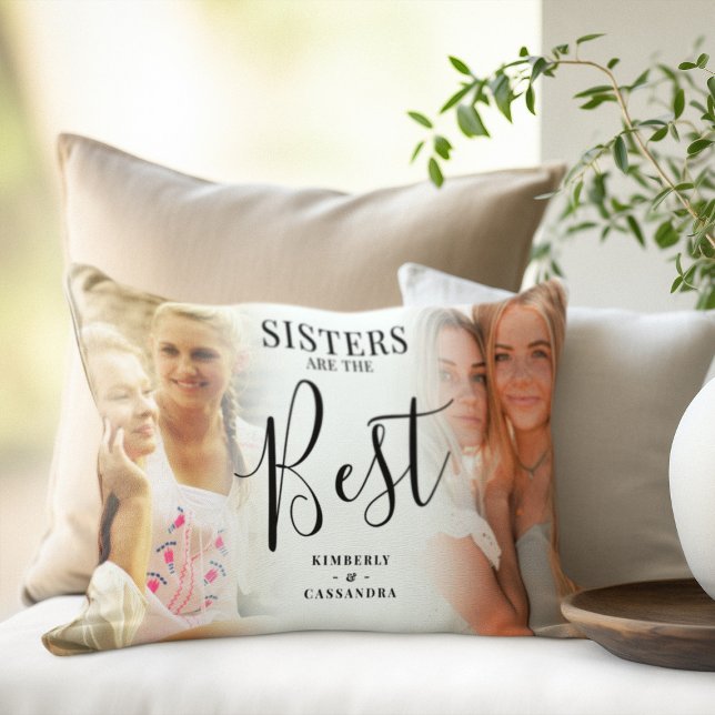 Modern 'SISTERS' are the best Photo Keepsake Lumbar Pillow (Creator Uploaded)