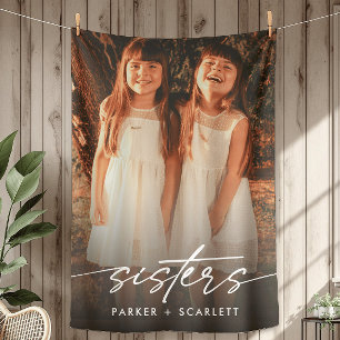Modern Sisters Create Your Own Photo Script Fleece Blanket