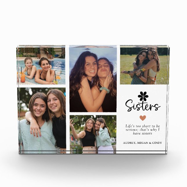 Modern Sisters Grid Keepsake Gift Photo Block (Front)