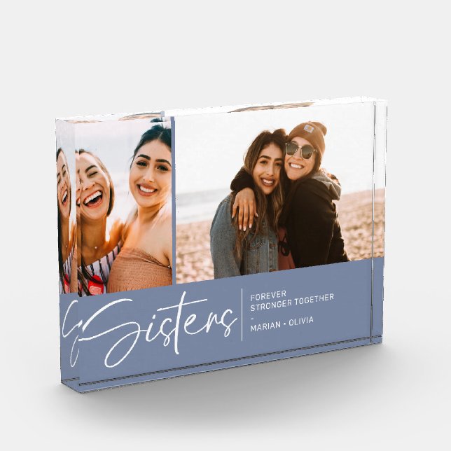 Modern Sisters Keepsake Two Photos Smoky Blue (Left)