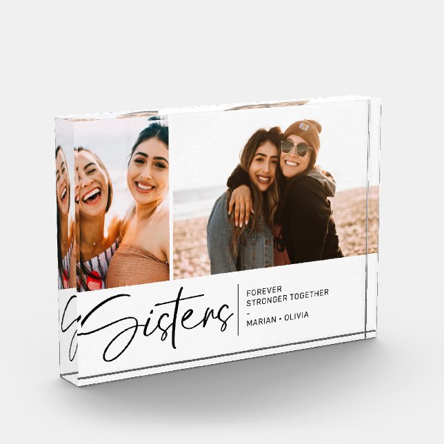 Modern Sisters Keepsake Two Photos White (Left)