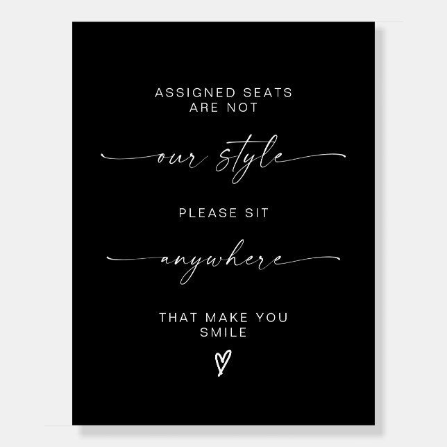 Modern Sit Anywhere, No Assigned Seat Wedding  Foam Board (Front)