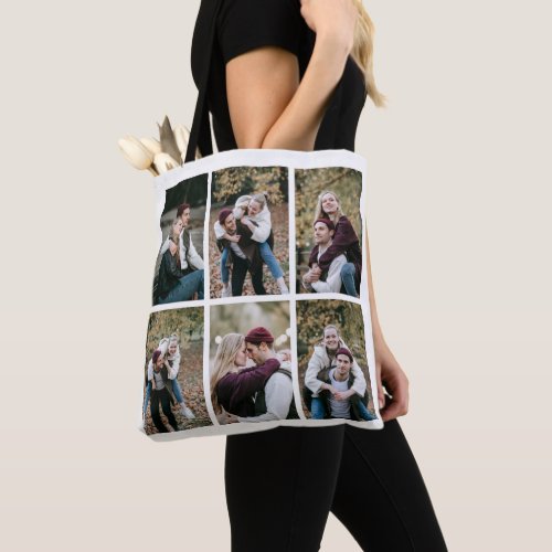 Modern Six Photo Collage Tote Bags