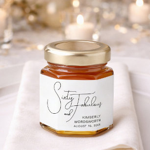 Modern Sixty and Fabulous 60th Birthday Party Honey Jar Favors