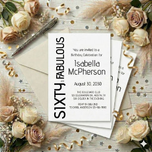 Modern Sixty and Fabulous 60th Birthday Party Invitation