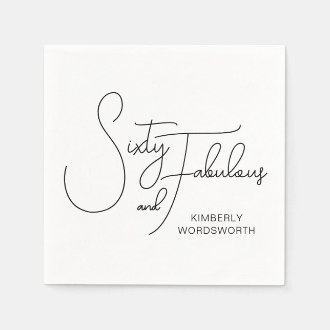 Modern Sixty and Fabulous 60th Birthday Party Napkins (Front)