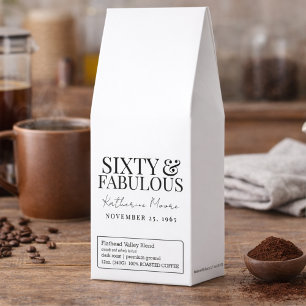 Modern Sixty and Fabulous Bold 60th Birthday Party Roasted Coffee