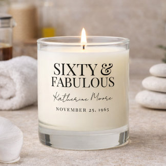 Modern Sixty and Fabulous Bold 60th Birthday Party Scented Candle