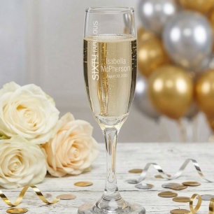 Modern Sixty and Fabulous Bold Birthday Party Champagne Flute