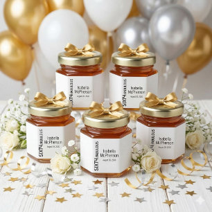 Modern Sixty and Fabulous Bold Birthday Party Honey Jar Favors