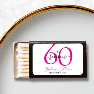 Modern Sixty and Fabulous Name 60th Birthday Party Matchboxes