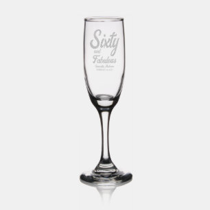 Modern Sixty and Fabulous Pink 60th Birthday Party Champagne Flute