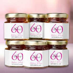Modern Sixty and Fabulous Pink Name 60th Birthday Honey Jar Favors