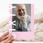 Modern SIXTY Photo 60th Birthday Party Invitation<br><div class="desc">Modern 60th Birthday Invitation - Design features a pink background that can be changed to any color,  a portrait photograph,  the text 'SIXTY' in bold white font and an elegant birthday party template that can easily be personalized. Stylish,  trendy and perfect for any age!</div>