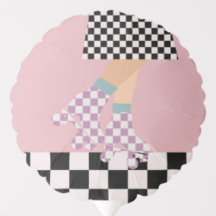 Modern Skate Roller Skating Girl Art Checks Balloon