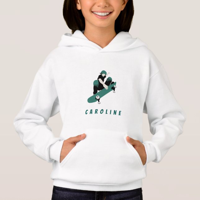 Modern Skateboarding Girls Skater Name Cool Sports Hoodie (Front)