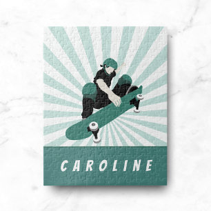 Modern Skateboarding Girls Skater Name Cool Sports Jigsaw Puzzle