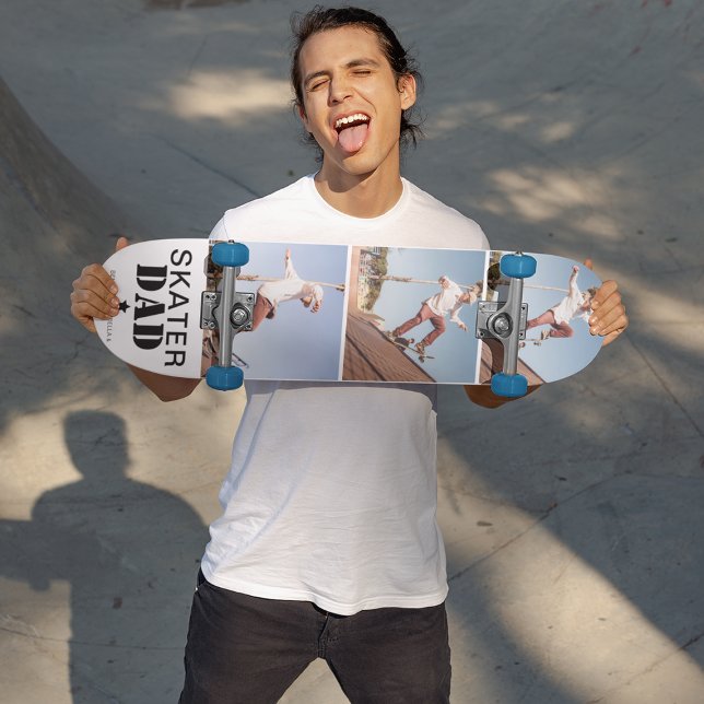 Modern Skater Dad Photo Collage Skateboard (Creator Uploaded)