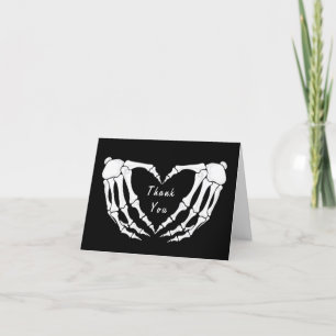 Modern Skeleton Gothic Hands Love Heart Shape      Letterpress Thank You Card