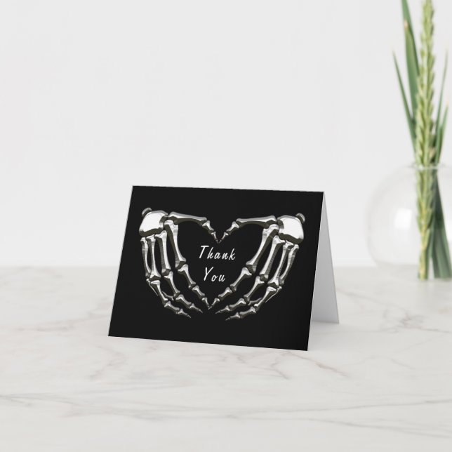 Modern Skeleton Gothic Hands Love Heart Shape      Thank You Card (Front)