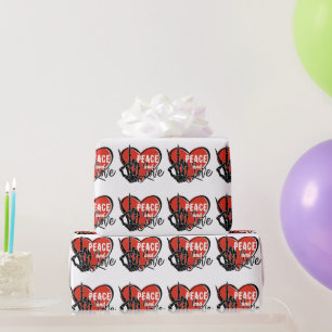 Modern Skeleton Hand Peace and Love Wrapping Paper
