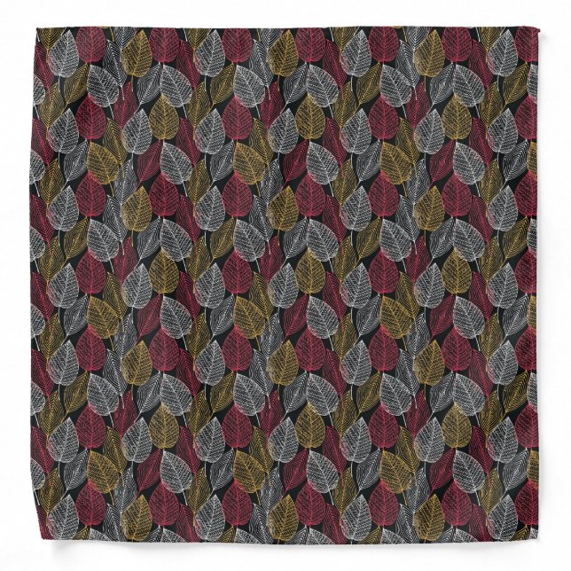 Modern Skeleton Leaves Autumn Pattern Bandana (Front)