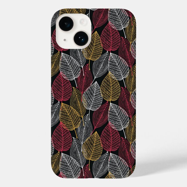 Modern Skeleton Leaves Autumn Pattern Case-Mate iPhone Case (Back)