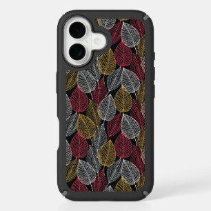 Modern Skeleton Leaves Autumn Pattern iPhone 16 Case