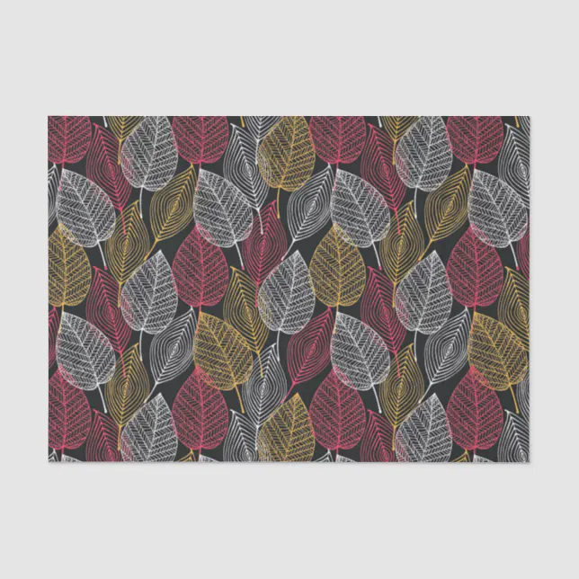 Modern Skeleton Leaves Autumn Pattern Tissue Paper | Zazzle